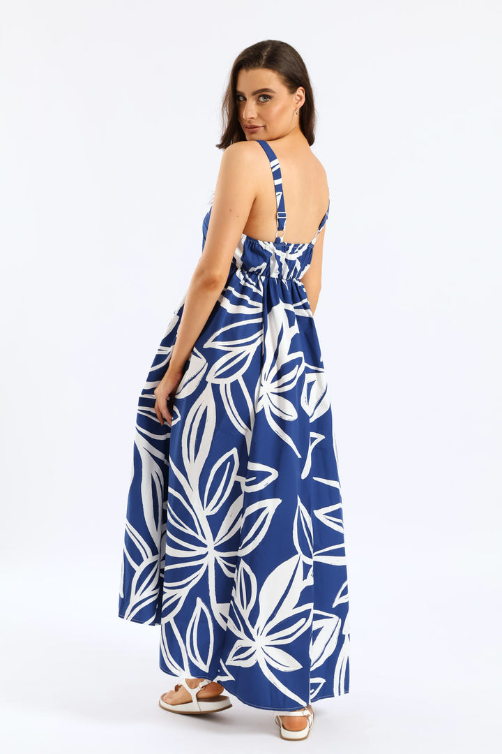 Hilo Midaxi Sundress - Navy/White