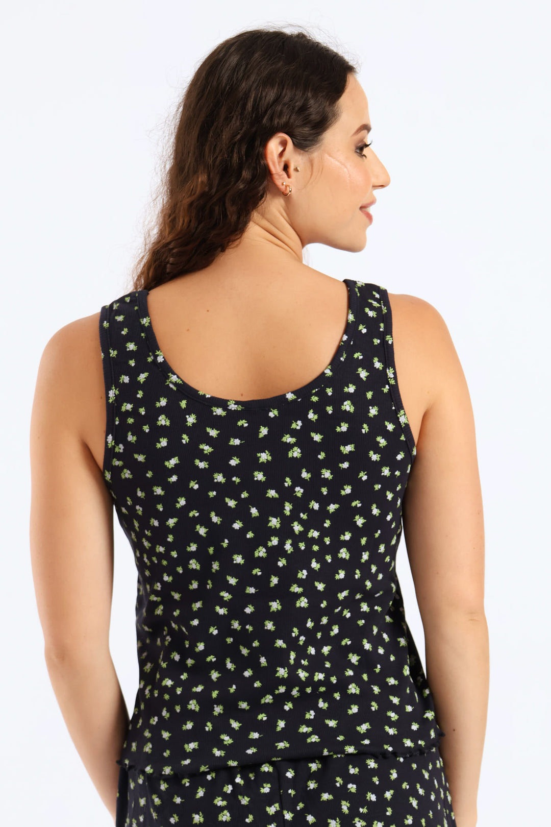 Textured Ditsy Tank Top - Navy