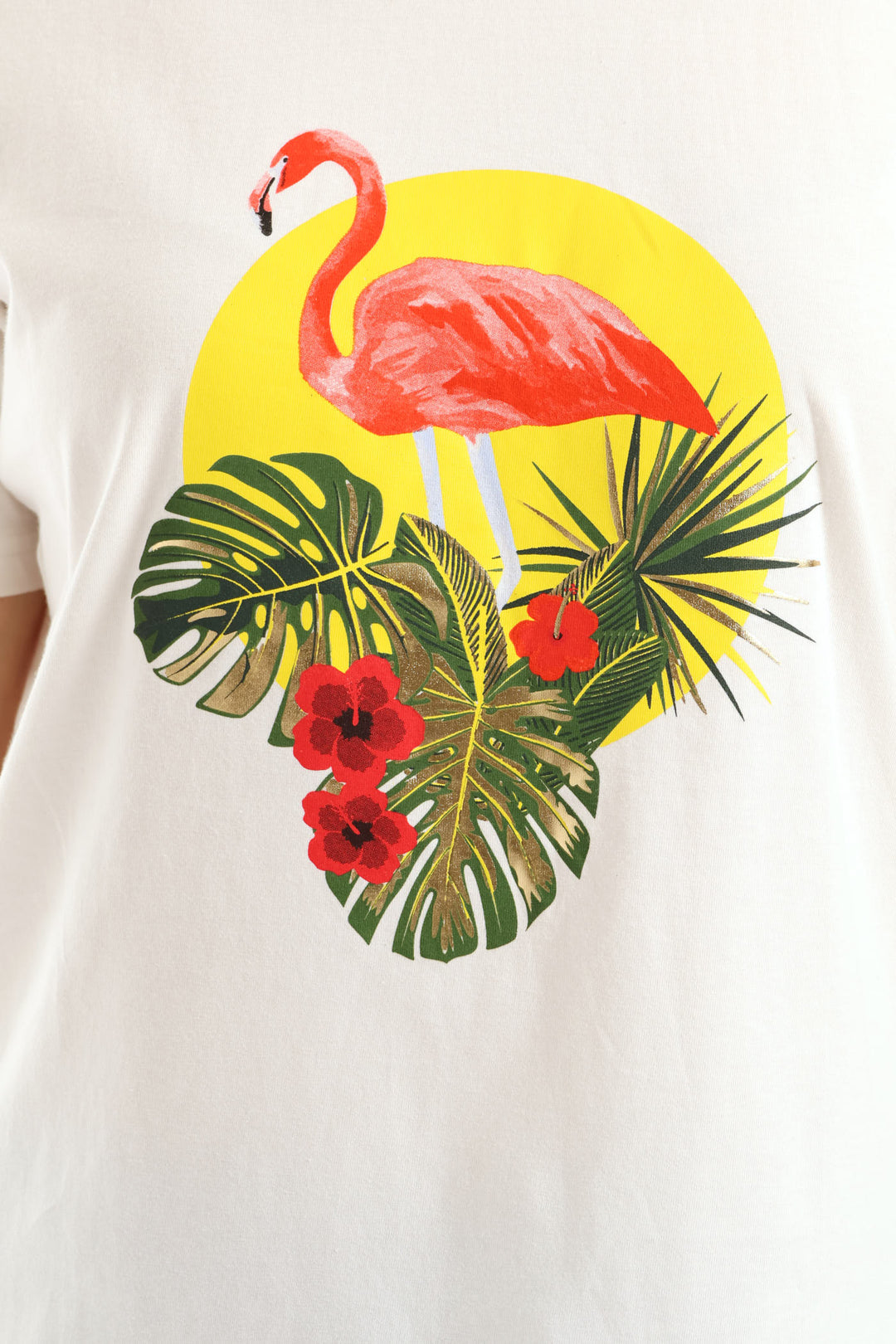 Tropical Flamingo Tee - Cream