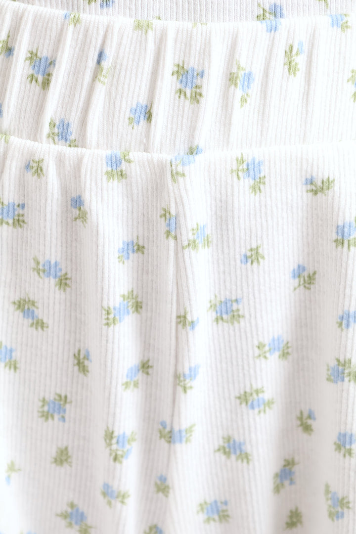 Ditsy Rib Knit Short - White