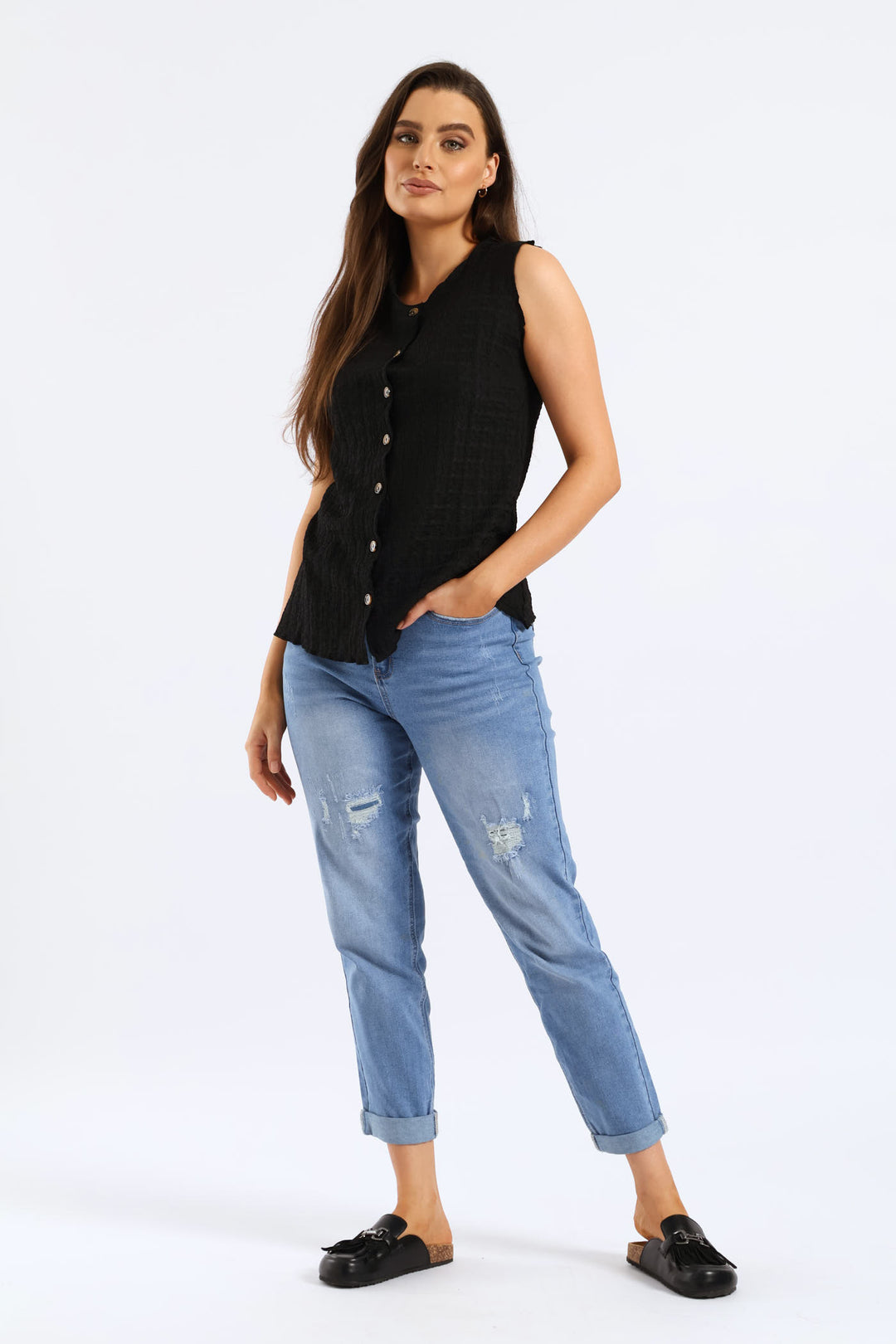 Hi-Waist Rip & Repair Mom Jean - Light Wash