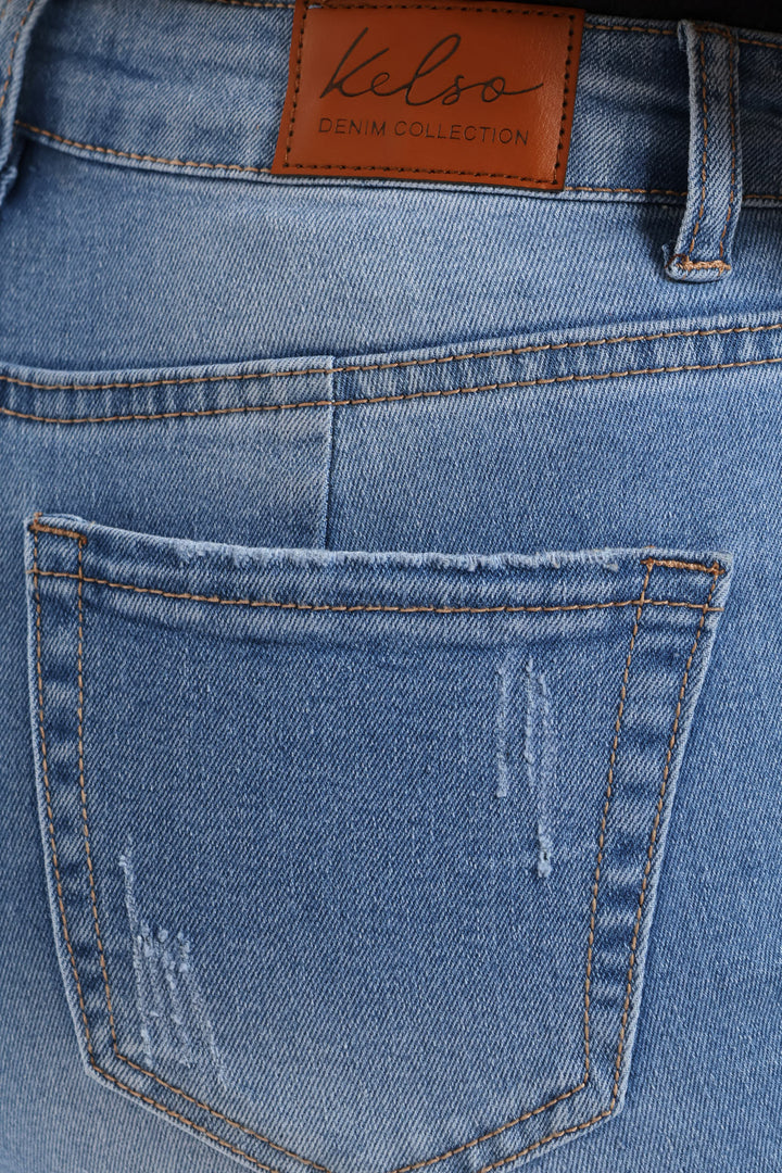 Hi-Waist Rip & Repair Mom Jean - Light Wash