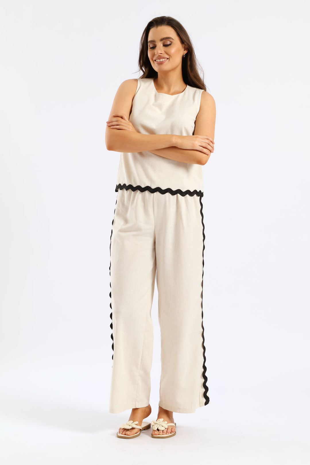 Hilo Ricrac Shell Tank - Oatmeal Melange