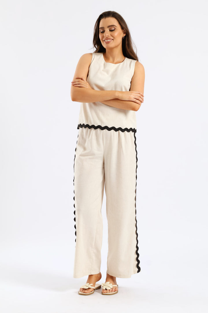 Hilo Ricrac Shell Tank - Oatmeal Melange