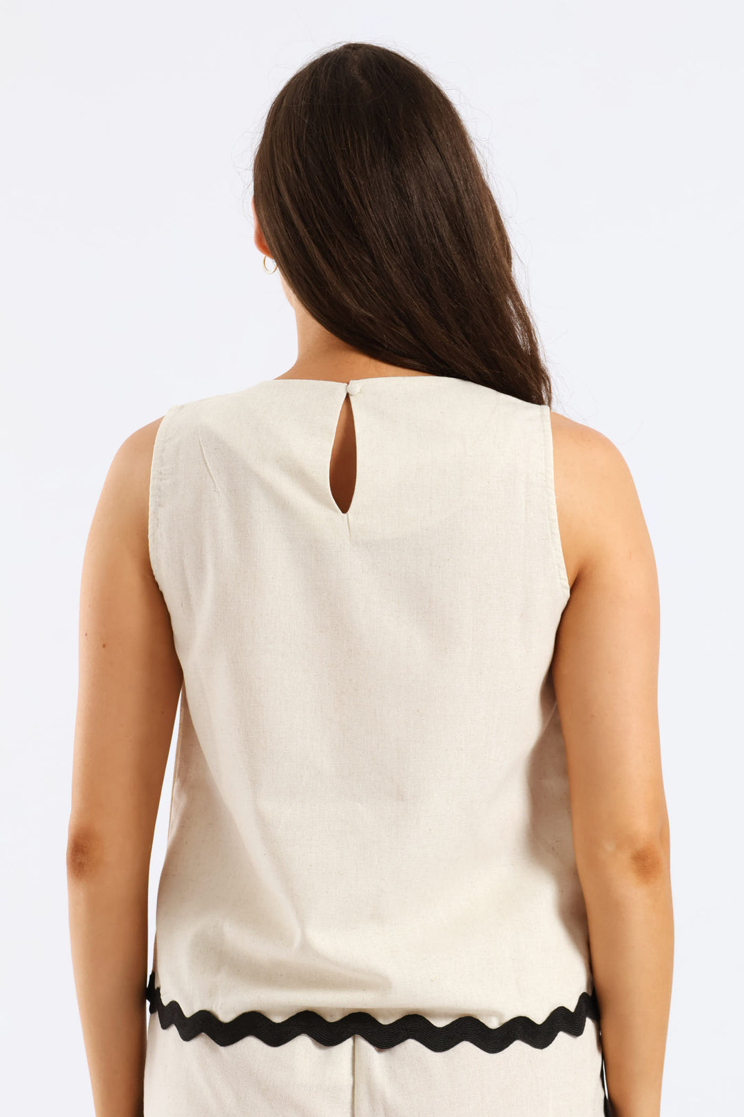 Hilo Ricrac Shell Tank - Oatmeal Melange