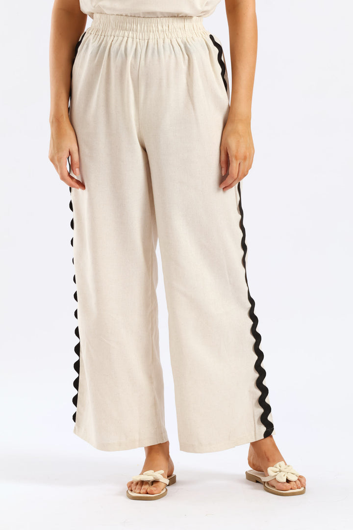 Pull-On Flat Front Wideleg Culotte Pant - Oatmeal Melange