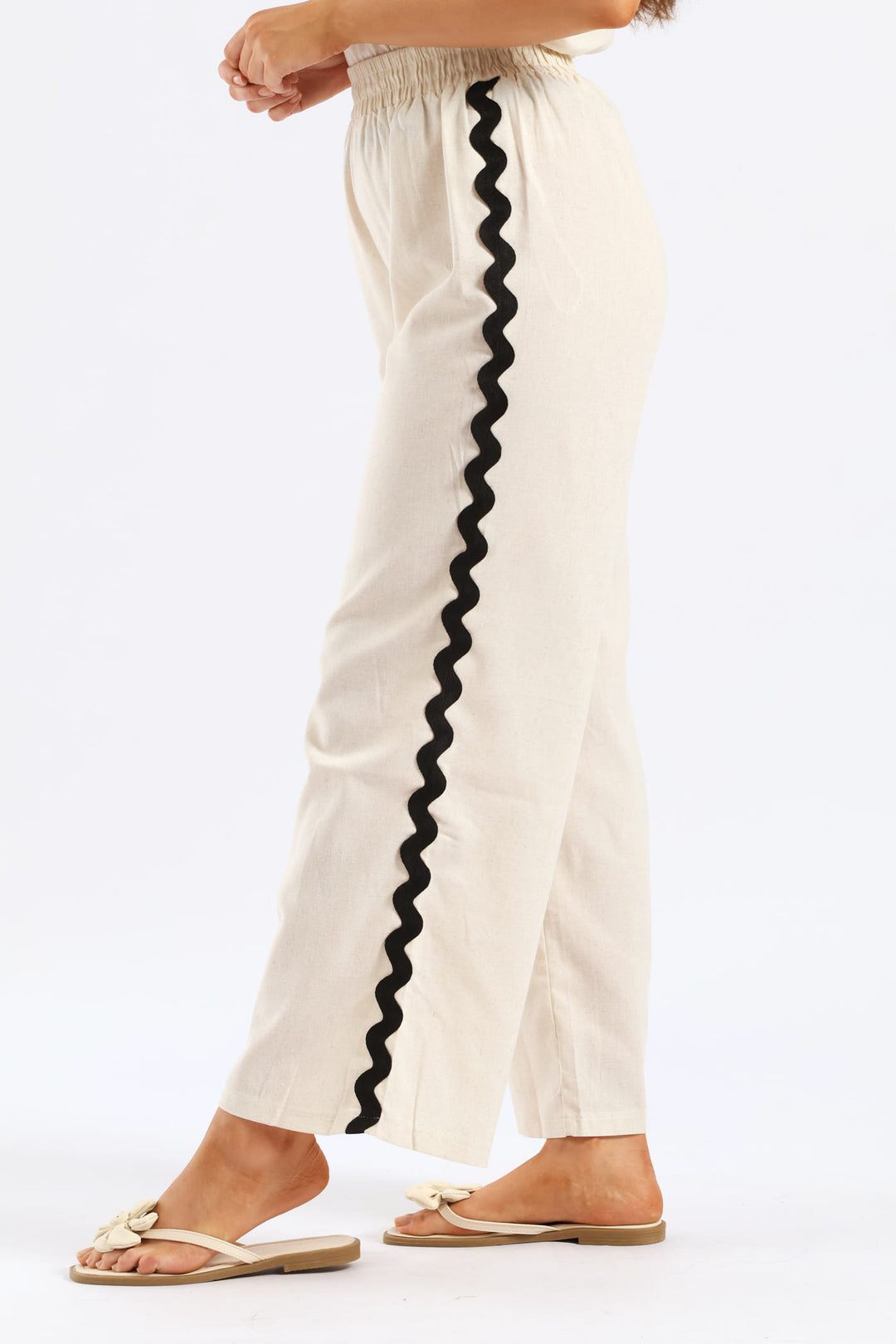 Pull-On Flat Front Wideleg Culotte Pant - Oatmeal Melange