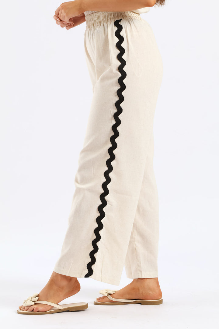 Pull-On Flat Front Wideleg Culotte Pant - Oatmeal Melange