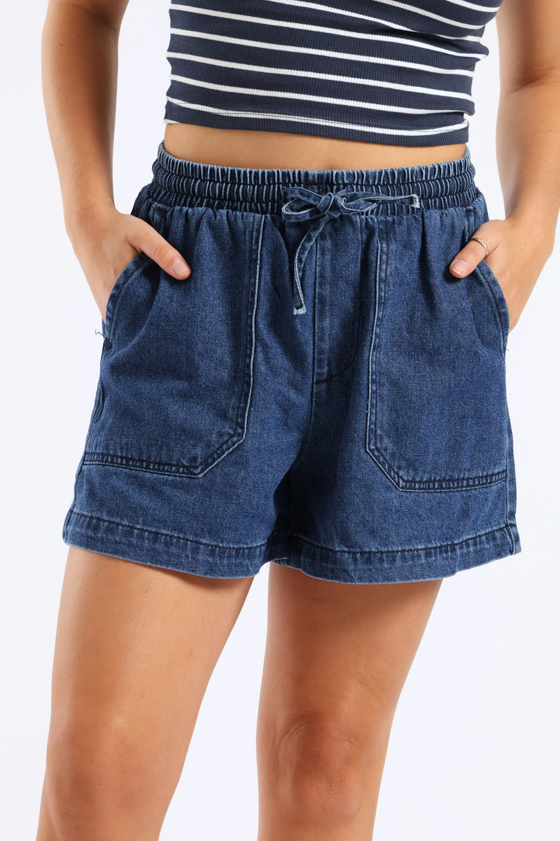 Denim Cheeky Short - Salty Dark Wash