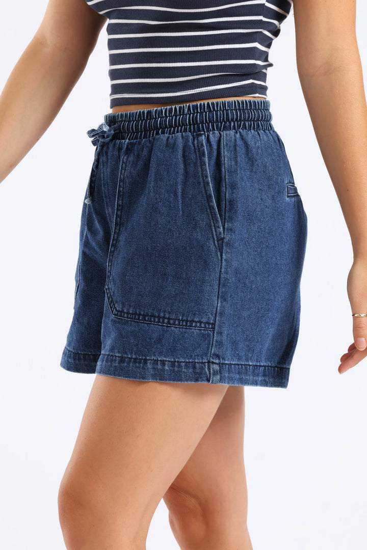 Denim Cheeky Short - Salty Dark Wash