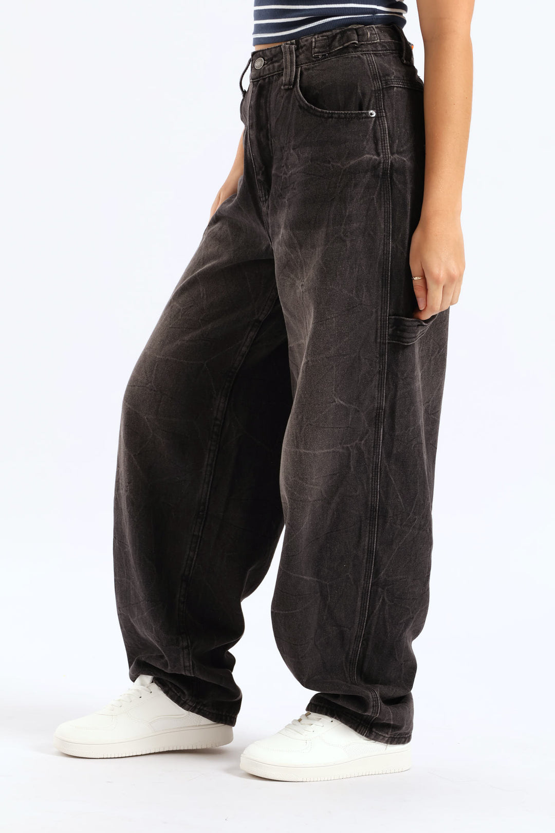 Wide Balloon Carpenter Jean - Salty Black