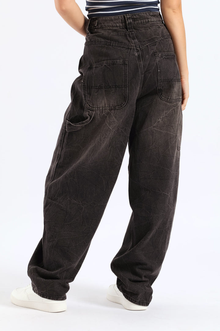 Wide Balloon Carpenter Jean - Salty Black