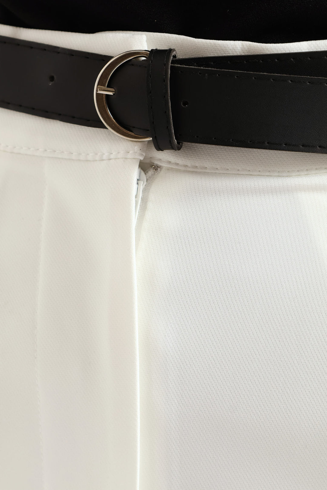 Belted Tapered Leg Pant - Cream