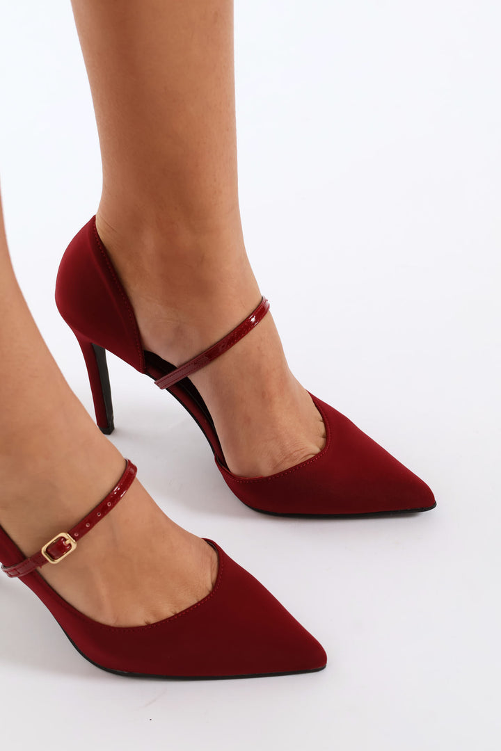 Open Waist Maryjane Court Heel - Dark Red