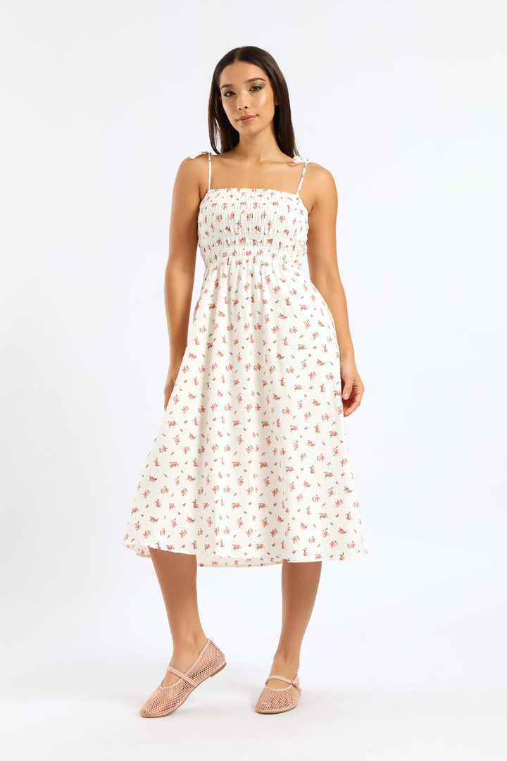 Spaghetti Strap Mini Dress - Cream