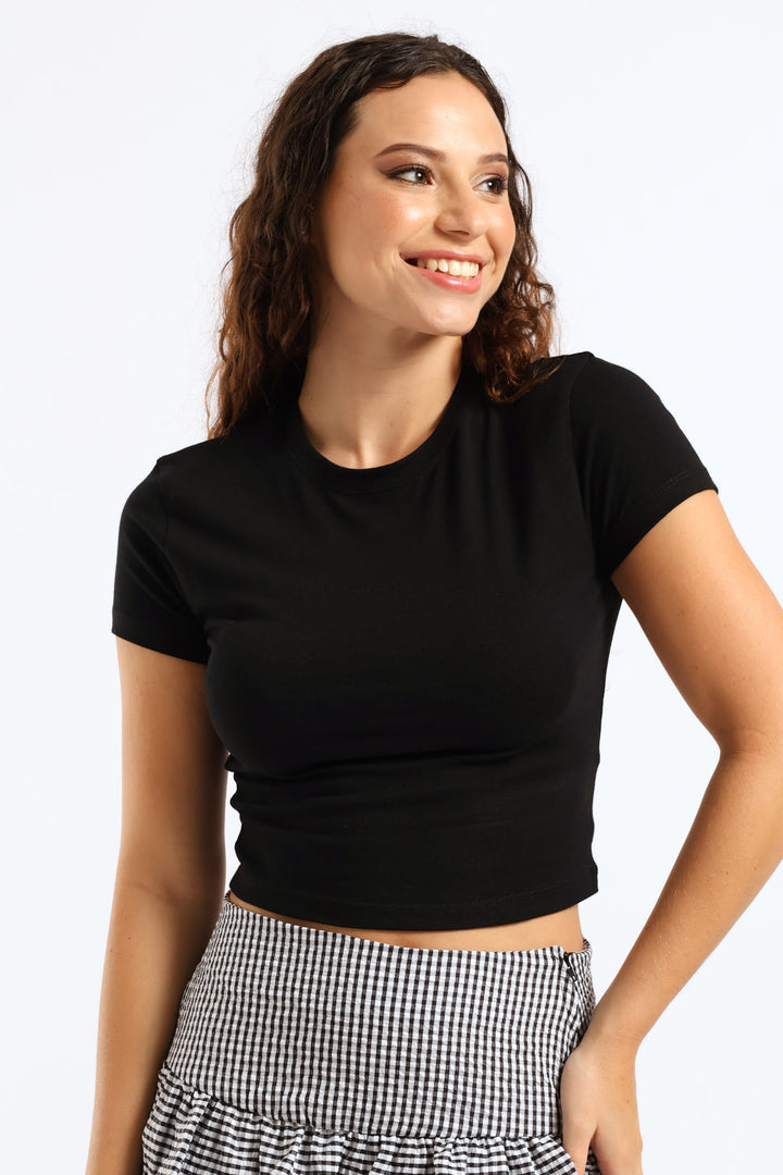 Cotton Lycra Basic Baby Tee - Black