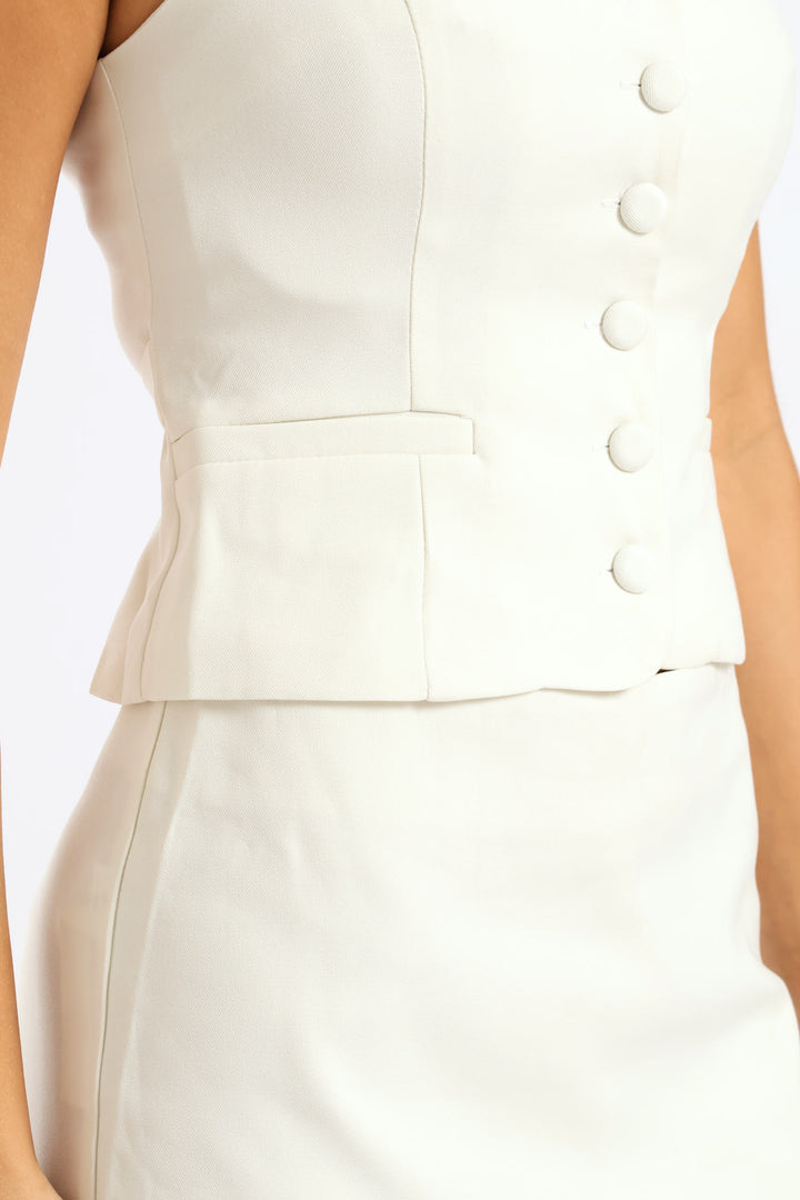 Dressy Skirt & Waistcoat Set - Ivory