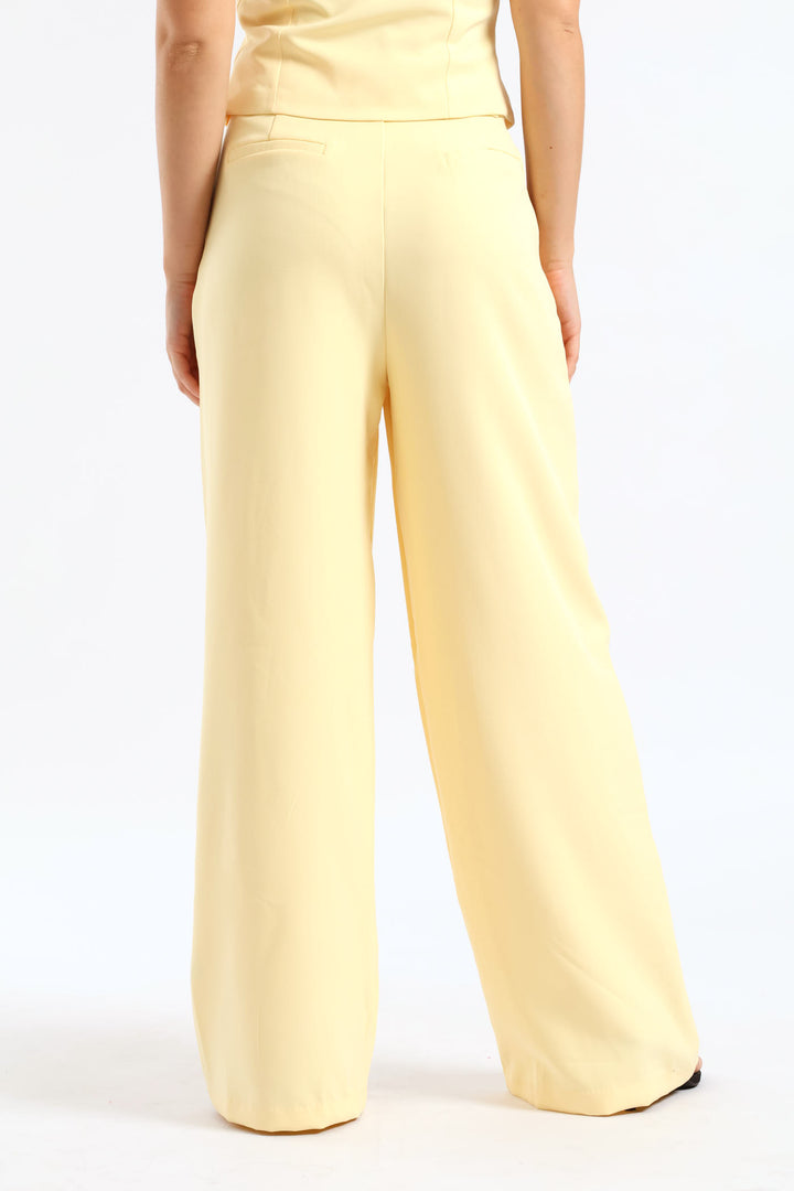 Pleated Trouser - Pastel Yellow