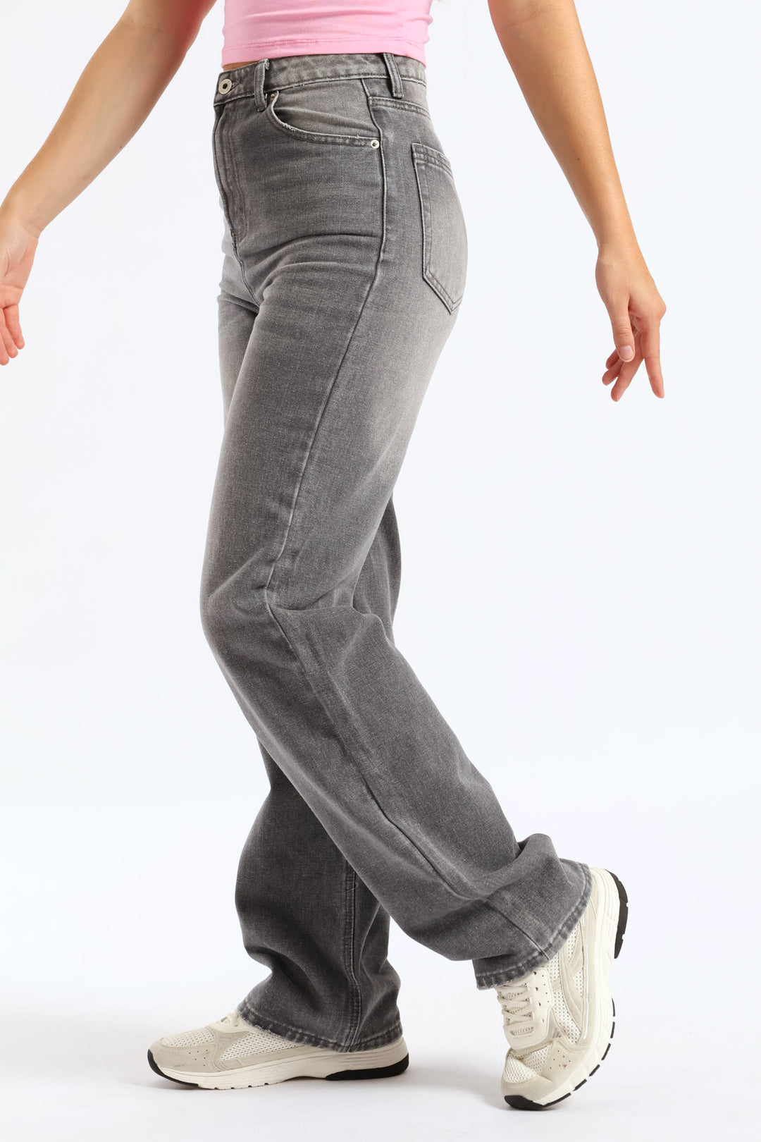Slouchy Wide Leg Denim - Grey