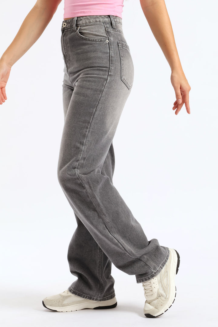 Slouchy Wide Leg Denim - Grey