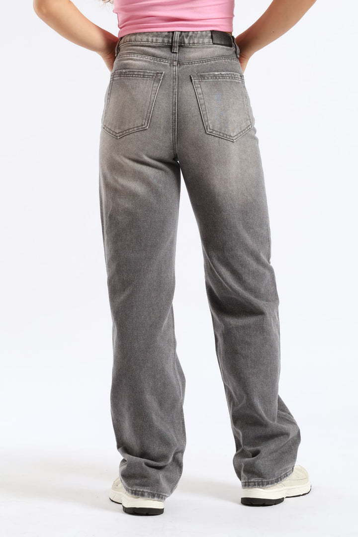 Slouchy Wide Leg Denim - Grey