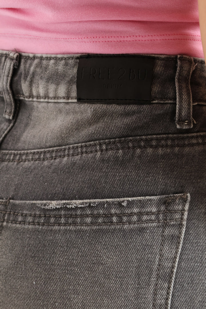 Slouchy Wide Leg Denim - Grey