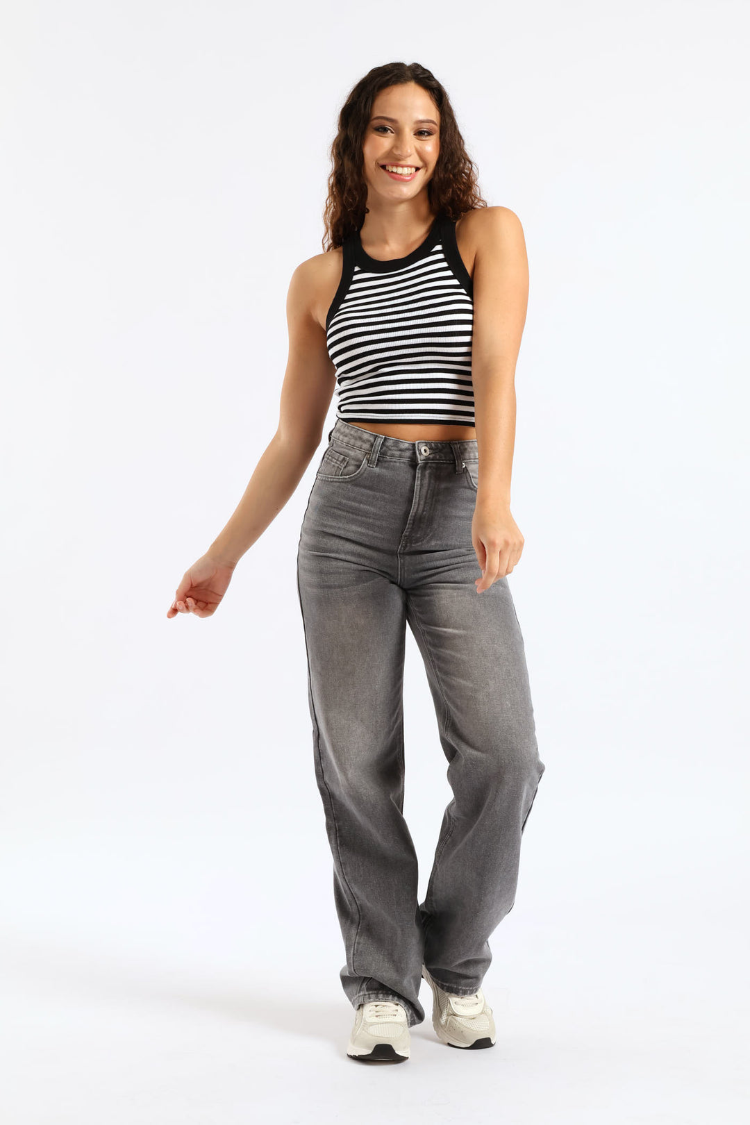 Yarn Dye Stripe Rib Tank - Black/White