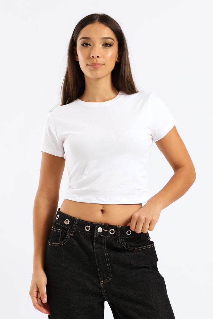 Cotton Lycra Basic Baby Tee - White