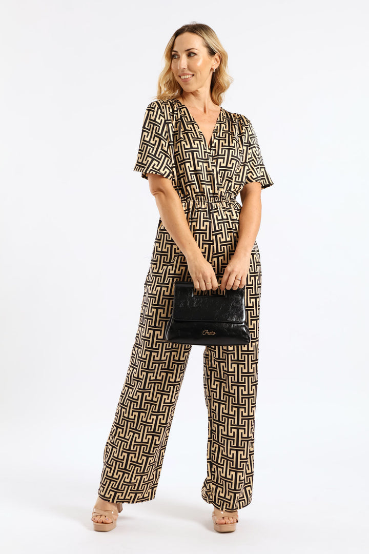 Gold Bar Evening Bag - Black