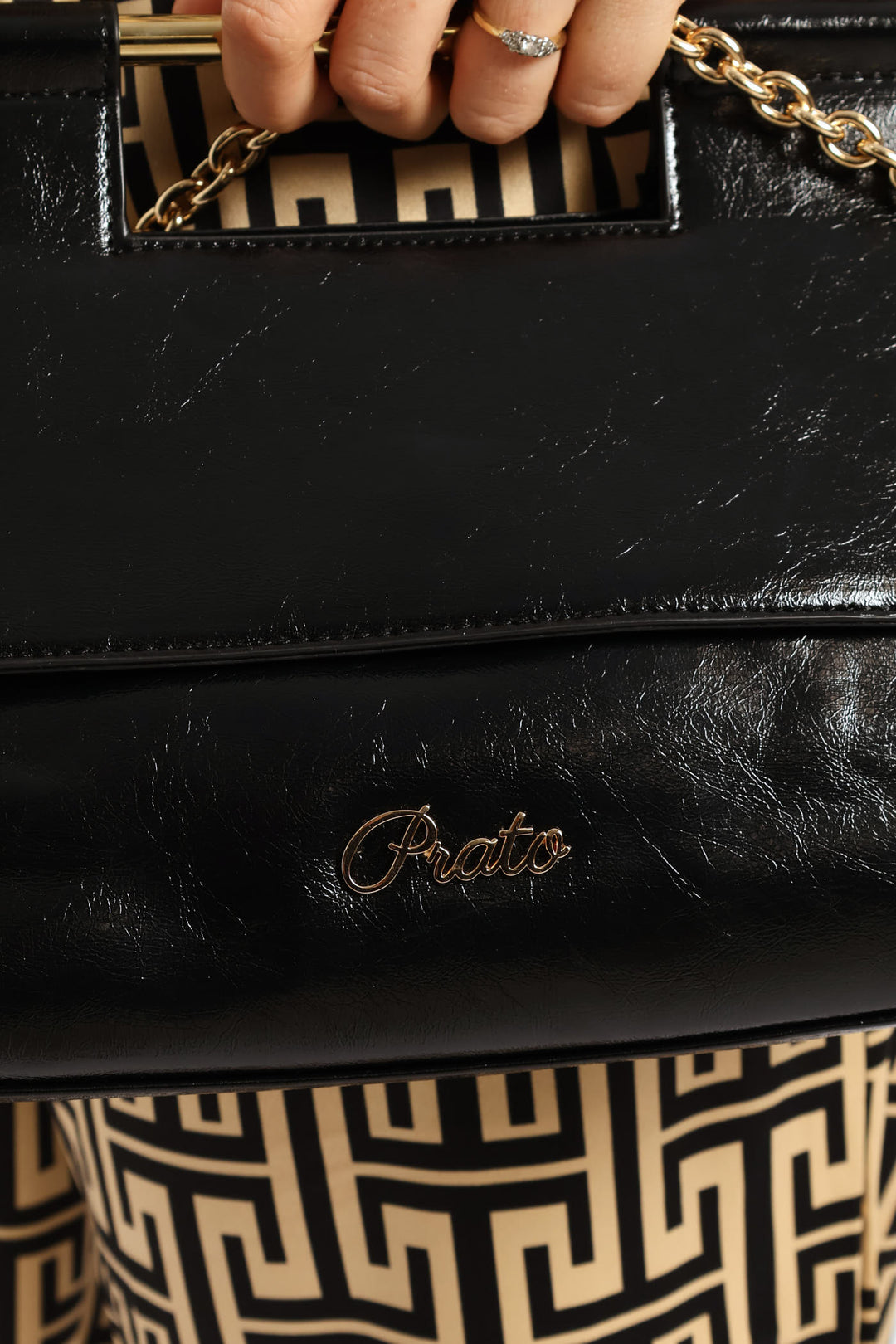 Gold Bar Evening Bag - Black