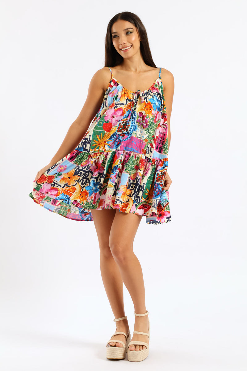 Holiday Drop Waist Boxy Dress - Multi