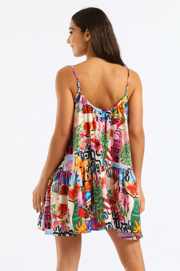 Holiday Drop Waist Boxy Dress - Multi