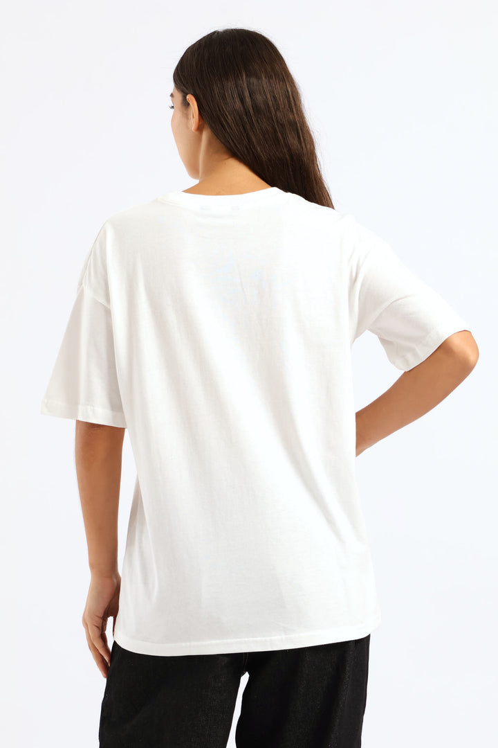 Oversized Sardine Printed Tee - White