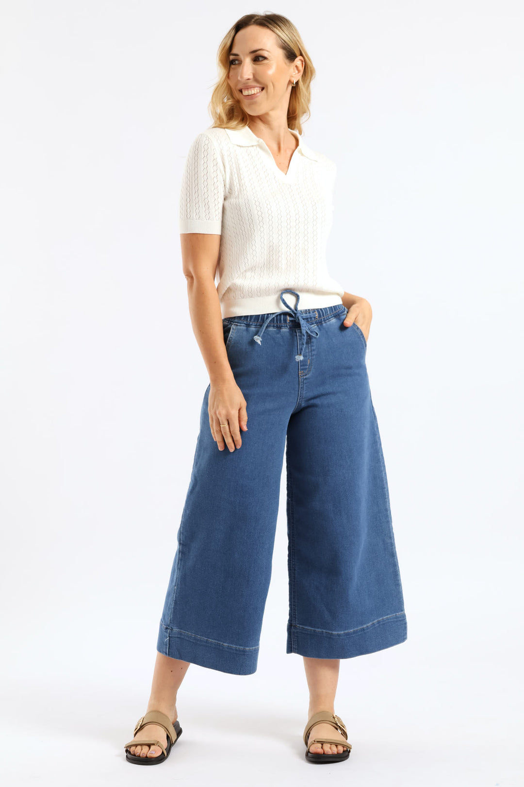 Johnny Collar Knitwear Top - White