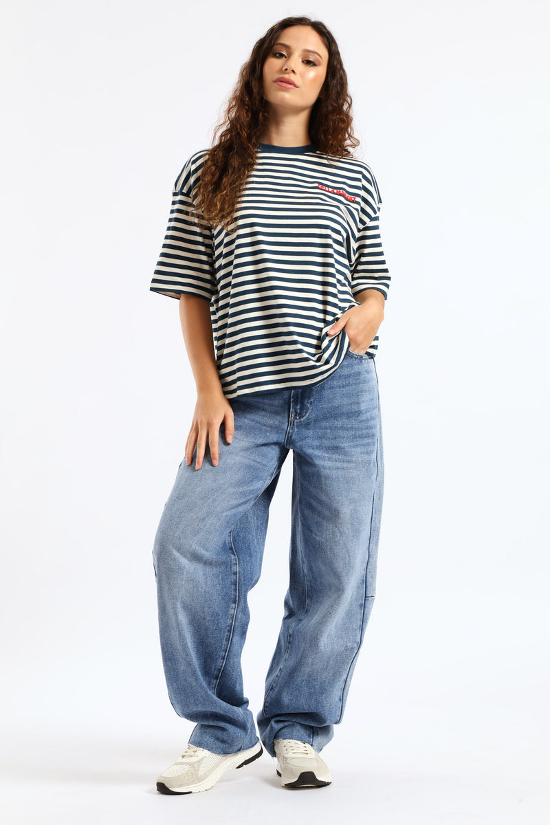 Contrast Barrel Denim - Salty Mid Wash