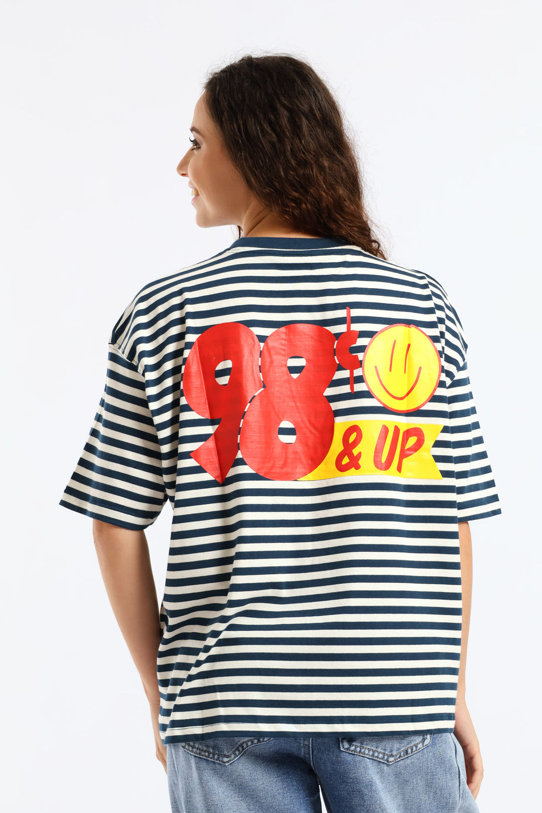 Oversized Stripe Deli & Market Tee - Teal