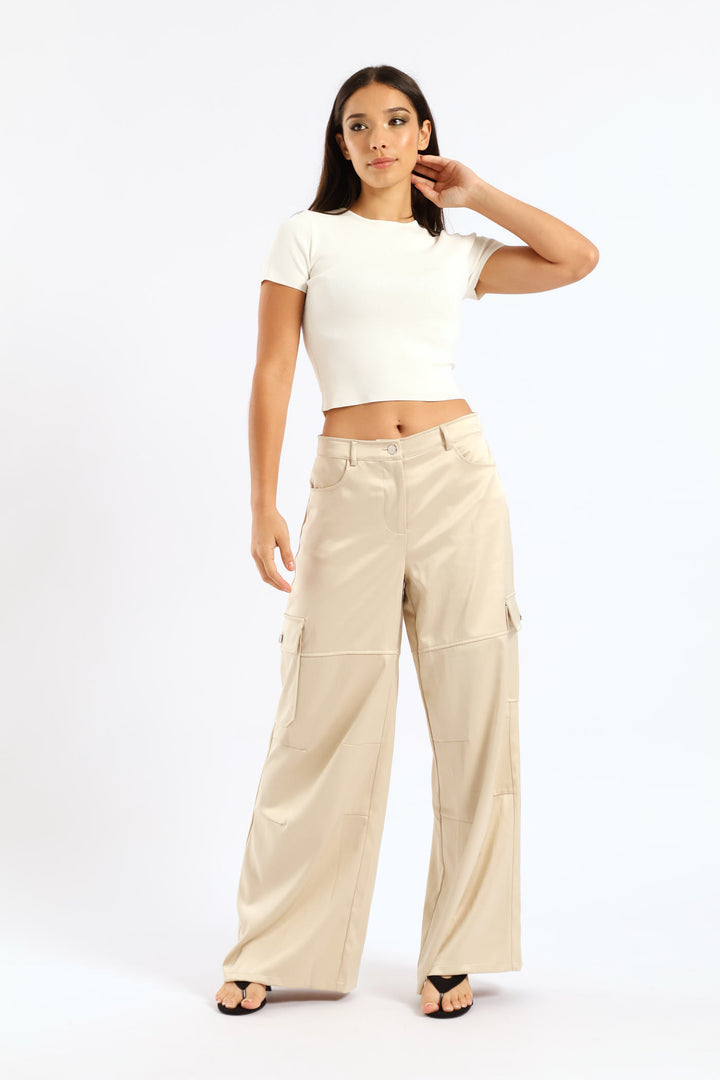 Short Sleeve Cropped Sweater Top - White