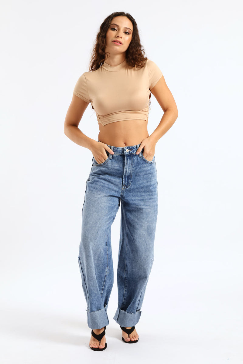 Side Strap Tee - Beige