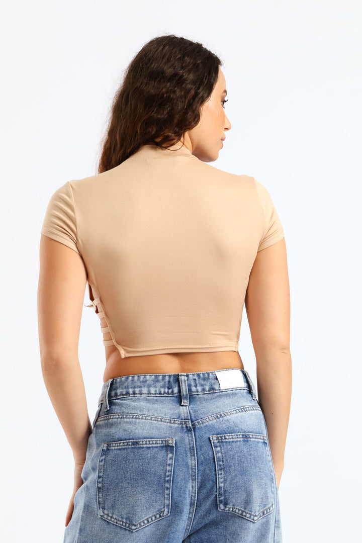 Side Strap Tee - Beige