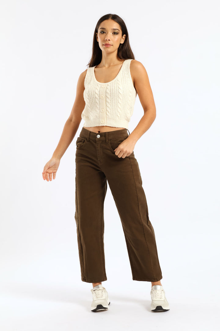 Sleeveless Cropped Sweater Top - White