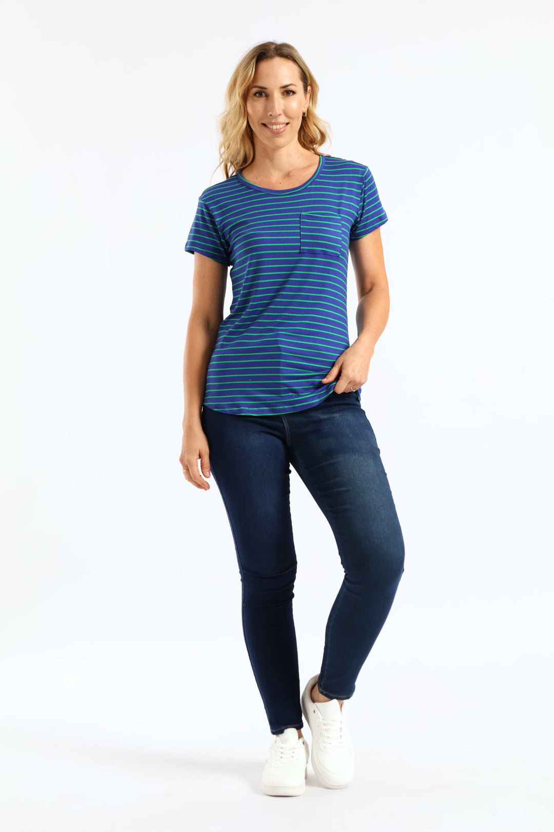 Stripe Pocket Tee - Blue/Green