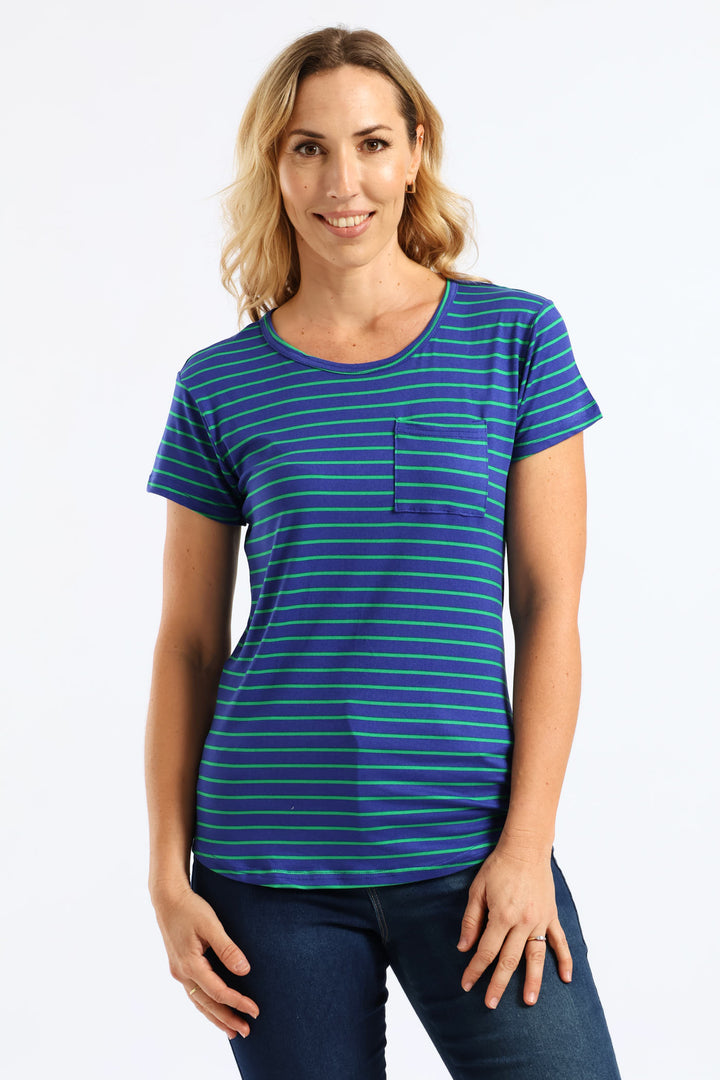 Stripe Pocket Tee - Blue/Green