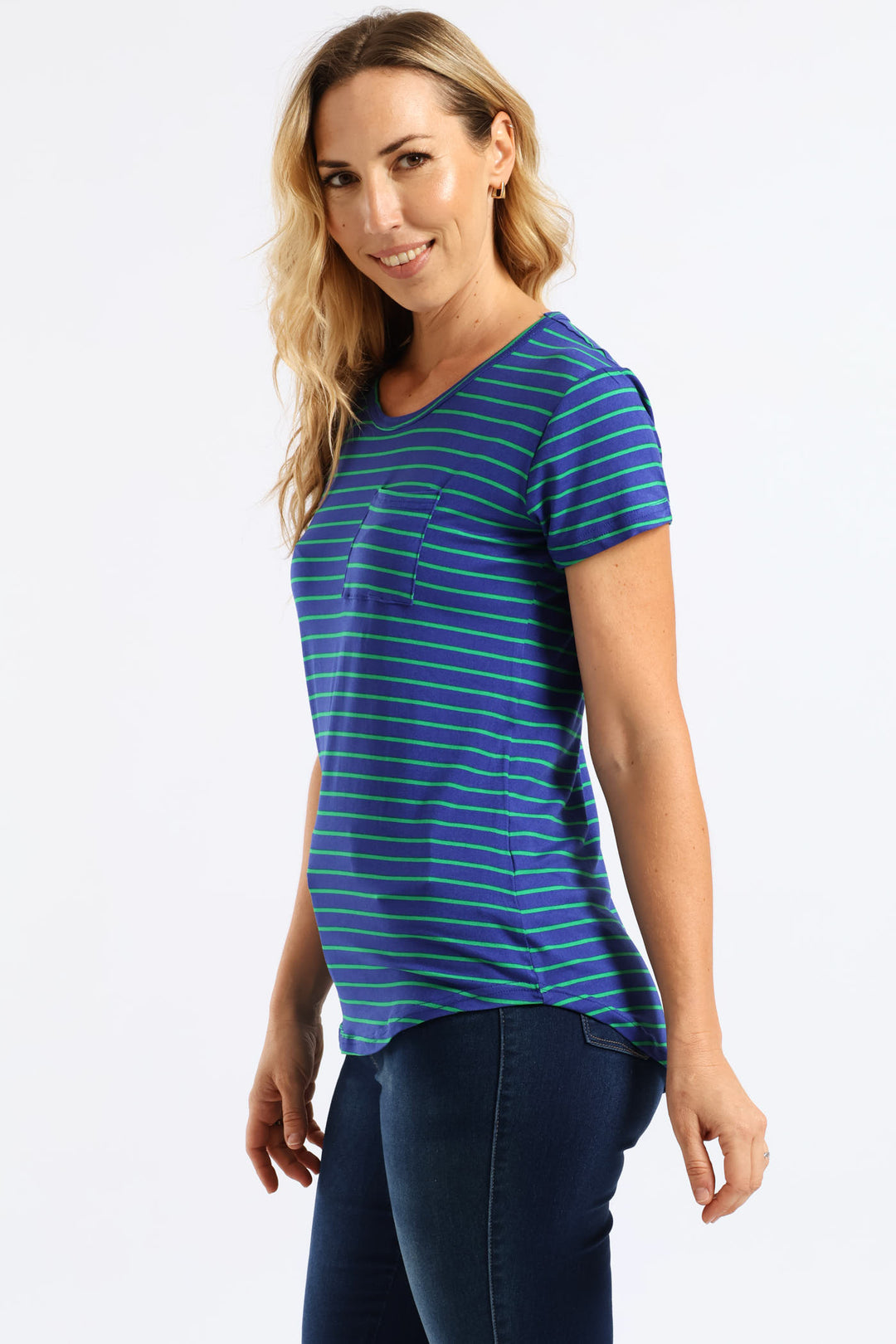 Stripe Pocket Tee - Blue/Green
