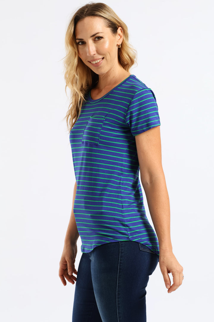 Stripe Pocket Tee - Blue/Green