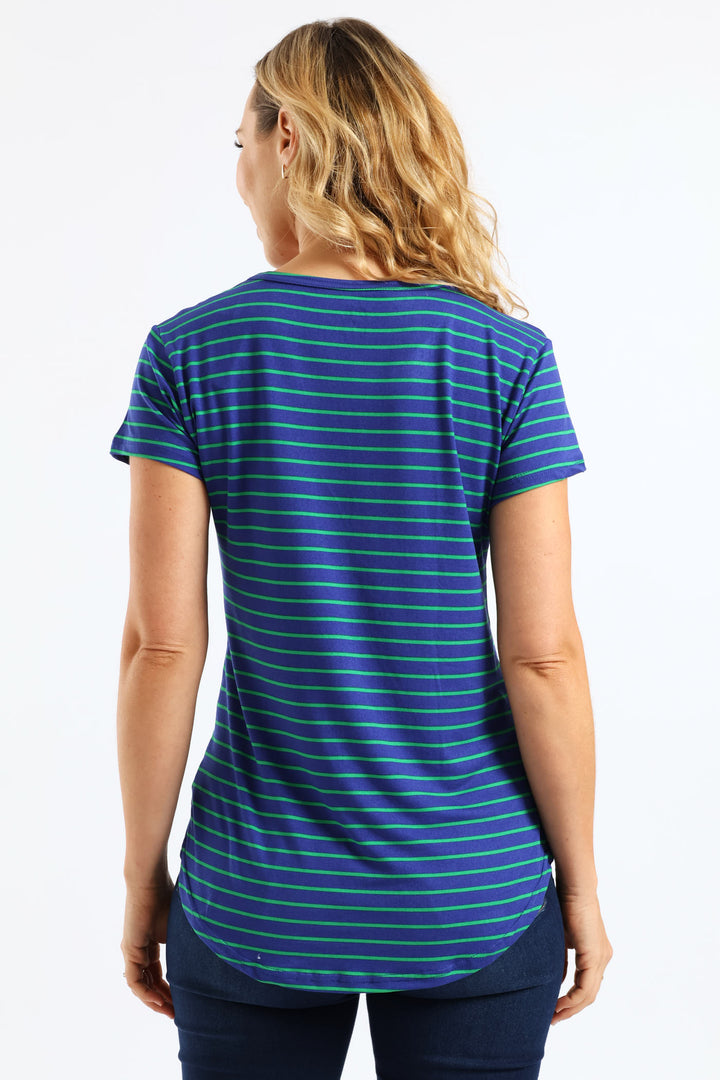 Stripe Pocket Tee - Blue/Green