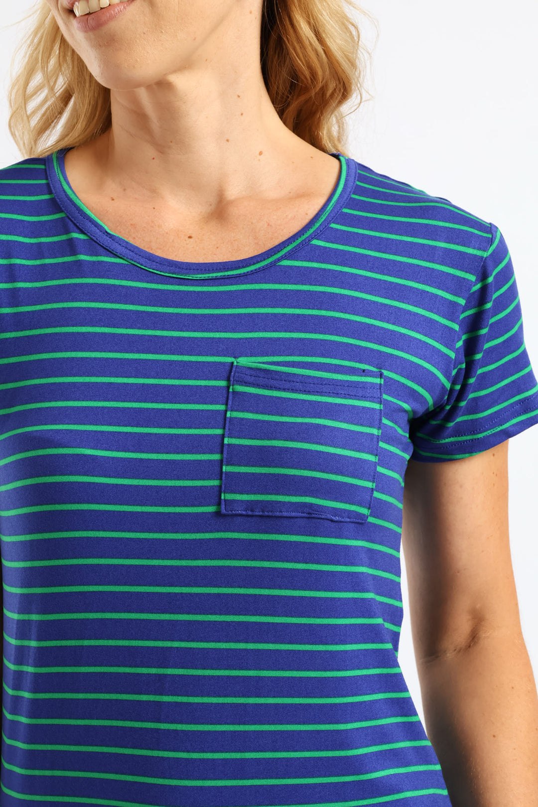 Stripe Pocket Tee - Blue/Green