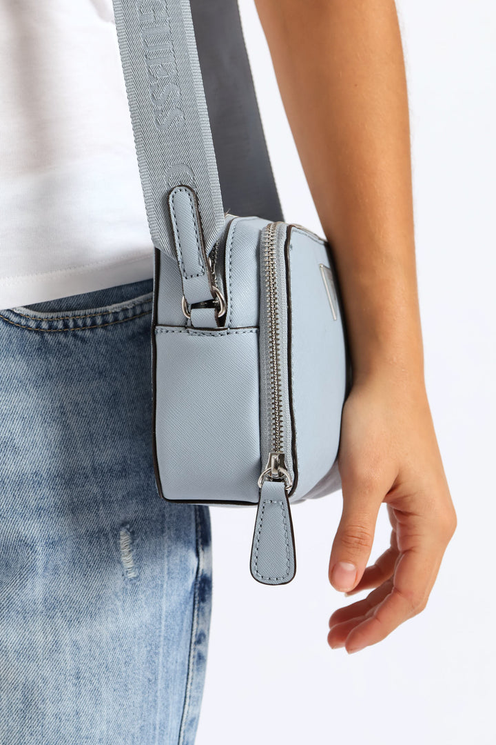 Viviette Mini Double Zip Crossbody Bag - Blue