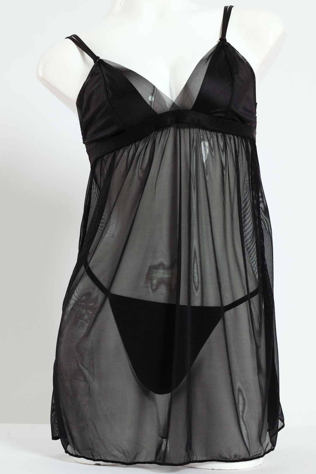 Chemise & T-String Set - Black