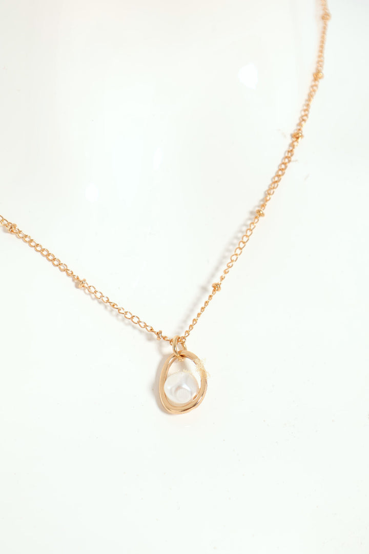 2 Pack Pearl Bead Pendant Necklace & Earring Set - Gold