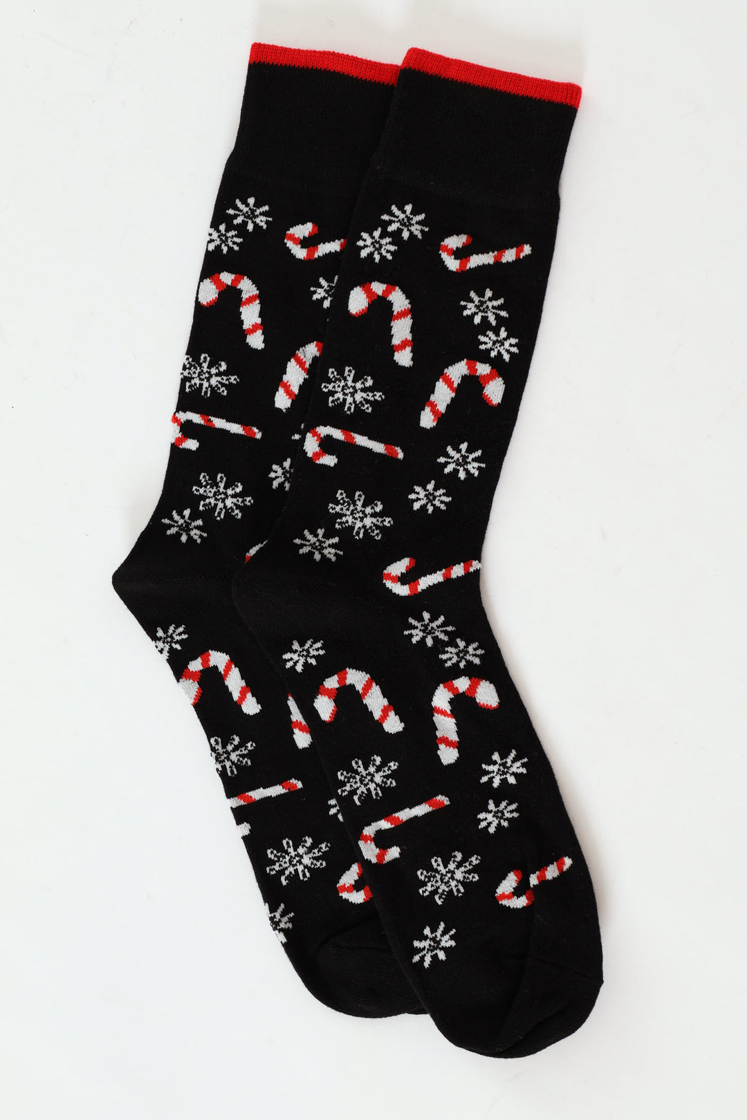 Candy Cane Christmas Socks - Black